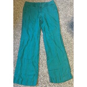 Women's Loft Teal Linen Marisa Pants, Size 4